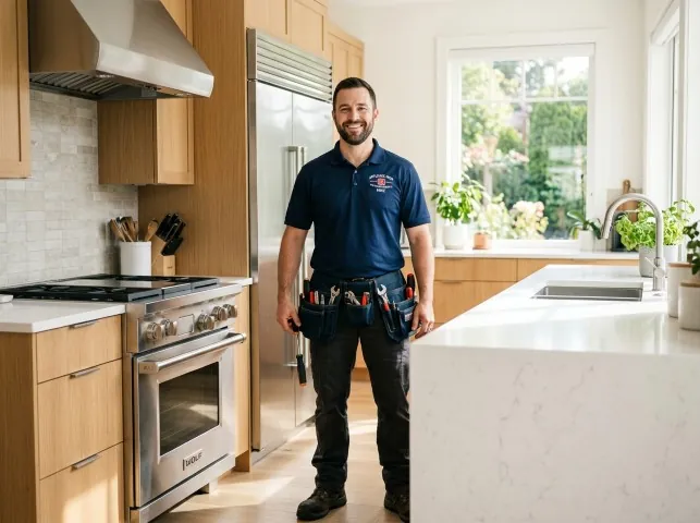 Appliance Repair Hero technician in a Arlington, TN kitchen after an appliance repair